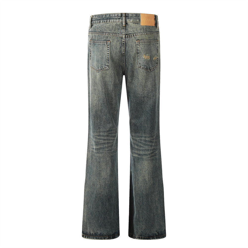 Men's Classic Blue Denim Jeans – Zipper Fly, Casual Straight-Leg Pants