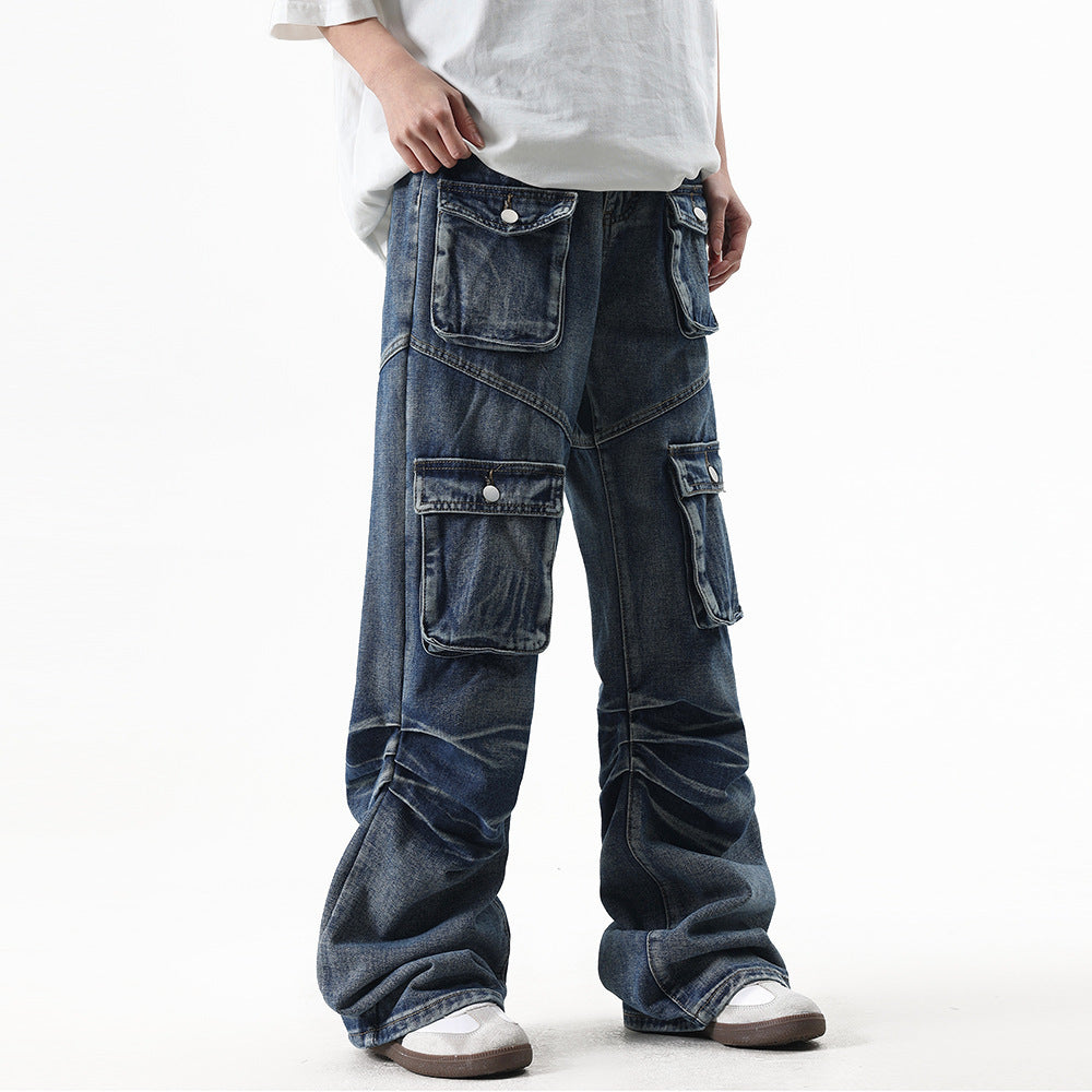 Unisex Multi-Pocket Workwear Jeans – Durable & Stylish Denim