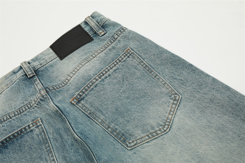 Loose Straight Retro American Trousers – Classic Denim with a Relaxed Fit