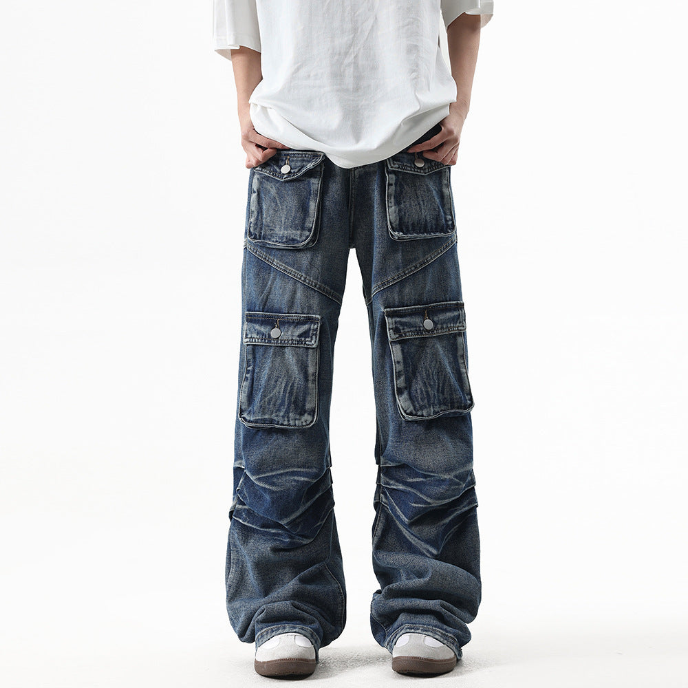 Unisex Multi-Pocket Workwear Jeans – Durable & Stylish Denim