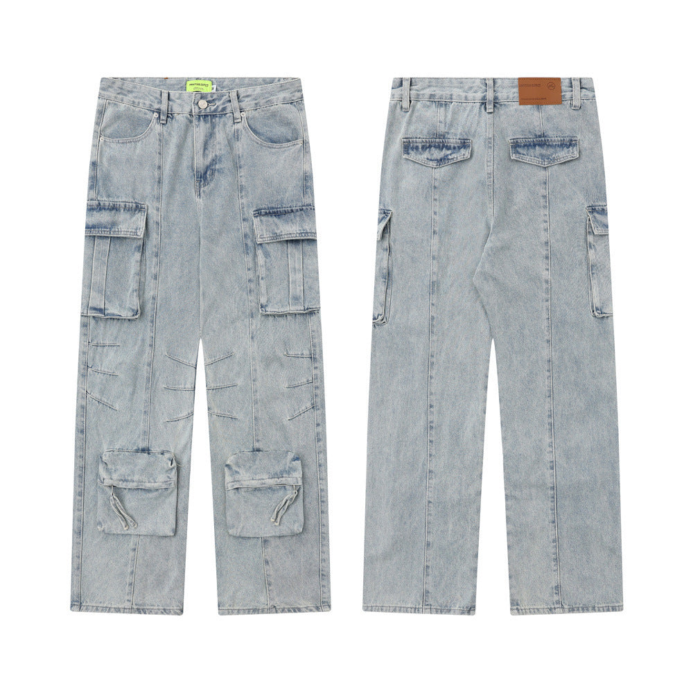 Multi-Pocket Workwear Jeans – Durable Utility Denim for Men & Women