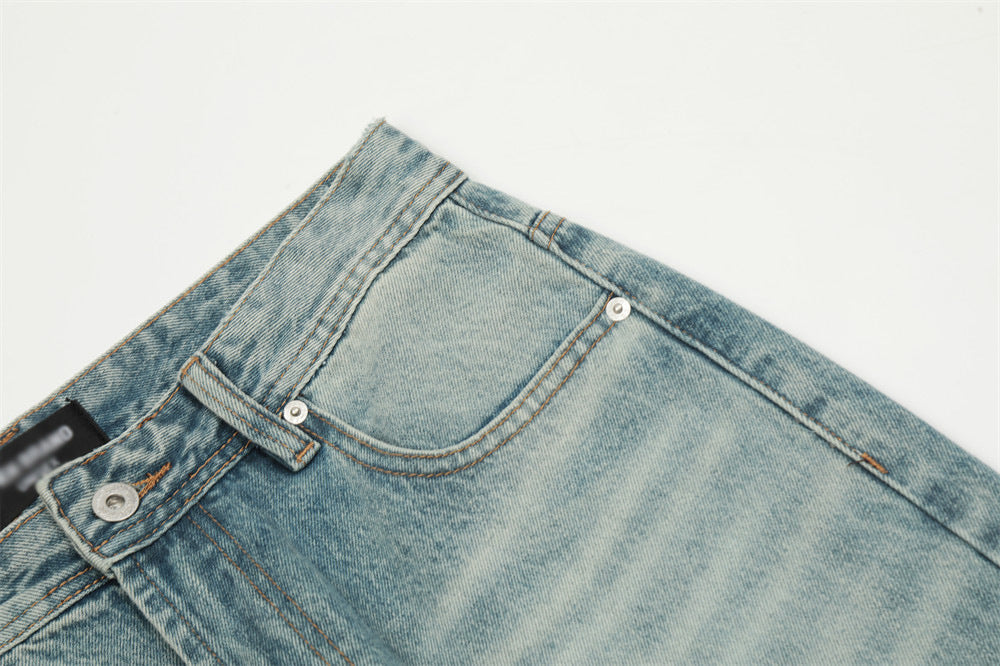 Loose Straight Retro American Trousers – Classic Denim with a Relaxed Fit