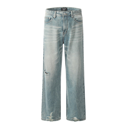 Loose Straight Retro American Trousers – Classic Denim with a Relaxed Fit