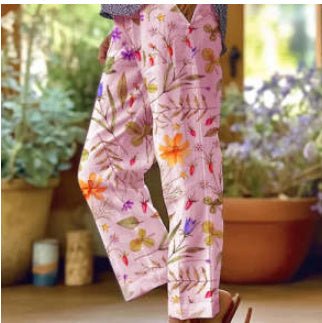 Women's High-Waisted Floral 3D Print Straight-Leg Pants – Comfortable & Stylish Casual Trousers